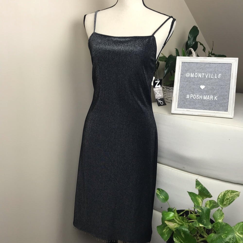 NWT Next Up Black Metallic Cami Dress Large